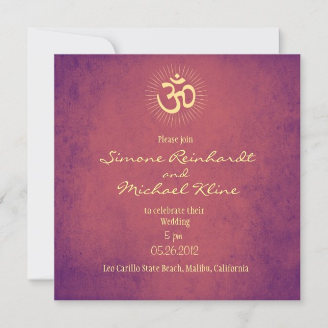 Boda india, invitación hindú de la boda, OM (Anverso)