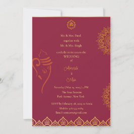Boda indio maroon e invitación al oro