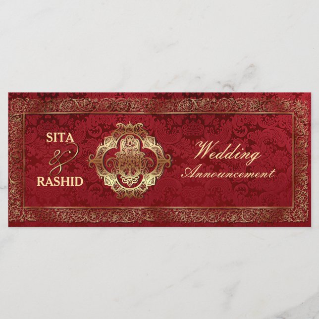 Boda Indio Rojo - Invitación / Rackcard (Anverso)