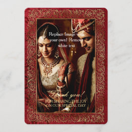 Boda Indio Rojo - Tarjeta de agradecimiento