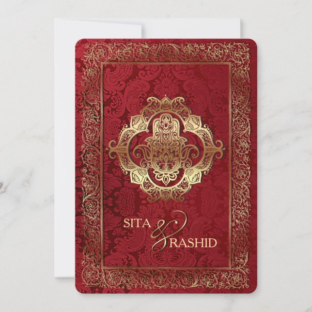 Boda Indio Rojo - Tarjeta de invitación (Anverso)