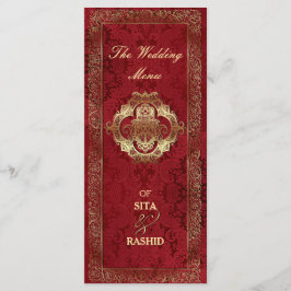 Boda Indio Rojo - Tarjeta de menú / Rackcard