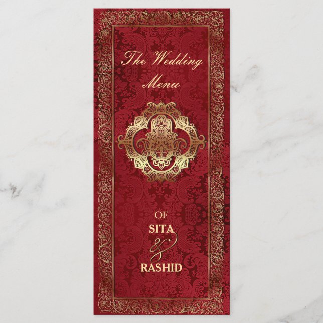 Boda Indio Rojo - Tarjeta de menú / Rackcard (Anverso)