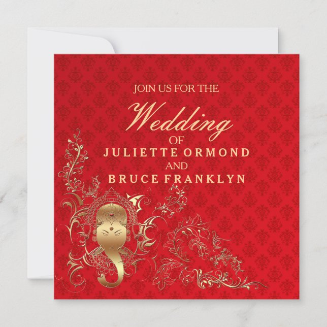 Boda indio - Tarjeta de invitación (Anverso)