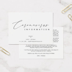 Boda Información Minimalista sencilla sobre el cor