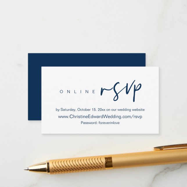 Boda Invita a RSVP Online, Sitio Web Tarjeta Cerra (Anverso/Reverso In Situ)