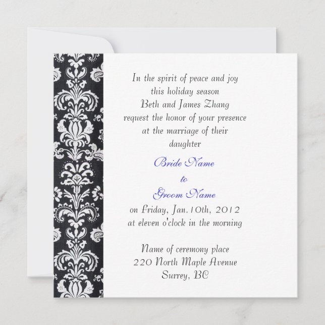 boda, invitación de los padres de la novia. (Anverso)