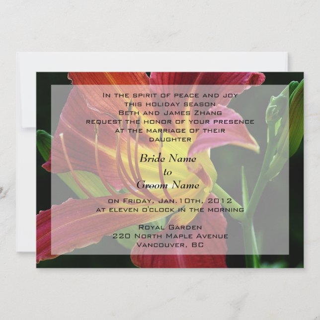 boda, invitación de los padres de la novia (Anverso)