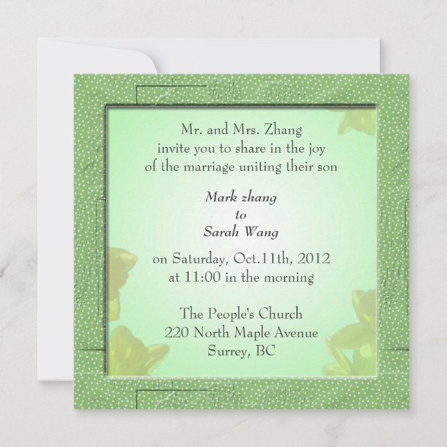 boda, invitación de los padres del novio (Anverso)