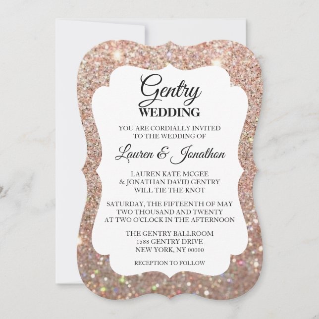 Boda Invitación Día Fab - Oro Rosa (Anverso)