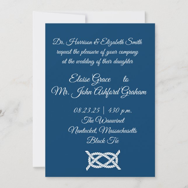 Boda Invitación Knot Nautical (Anverso)