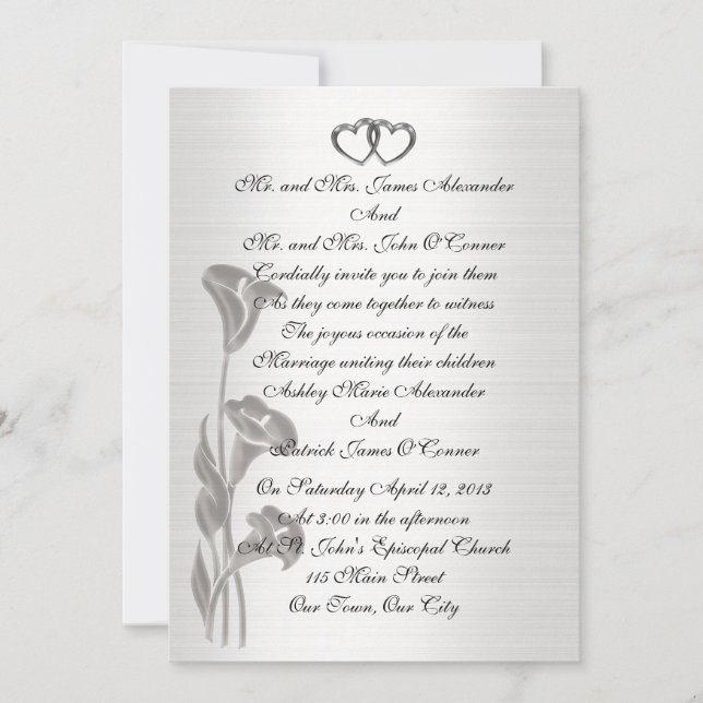 Boda Invitación lirios de calibre satinado (Anverso)