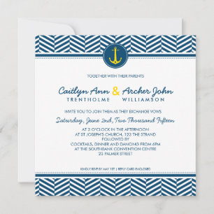 BODA INVITACIÓN náutica ancla marina corazón amari