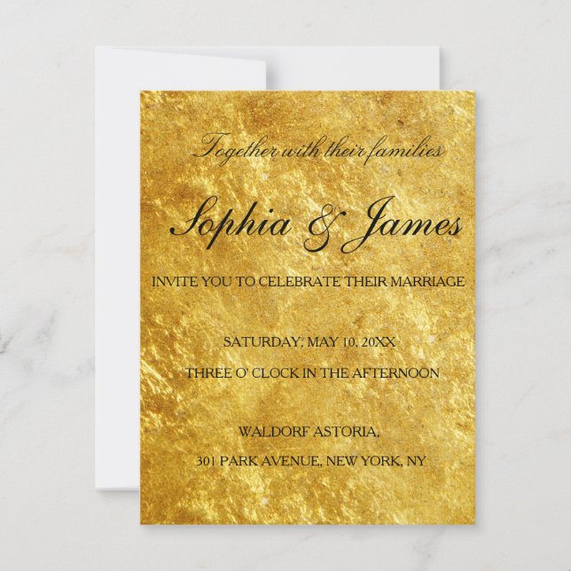 Boda Invitación Personalizar negro de oro (Anverso)