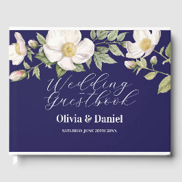 Boda Invitado Libro Floral Cream Navy Elegante