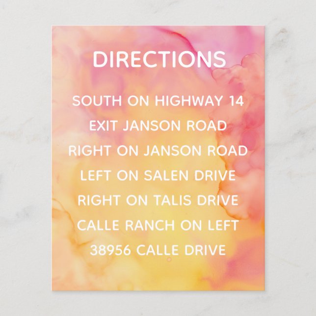 Boda Invitar Insertar Tarjeta Flores Frescas (Anverso)