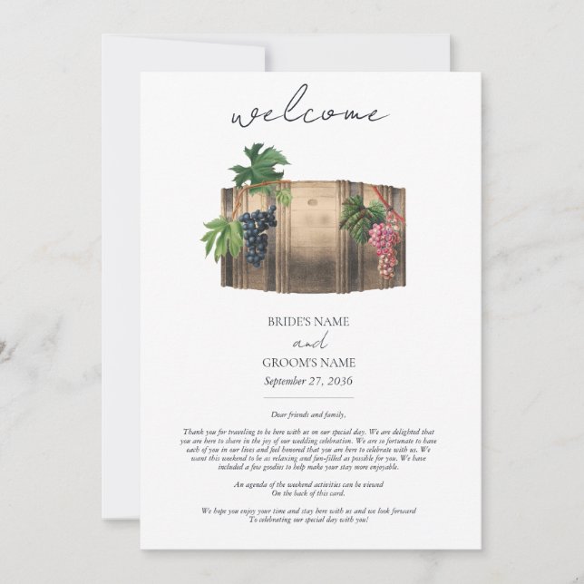 Boda Itinerario de viñedos de vino de barril (Anverso)