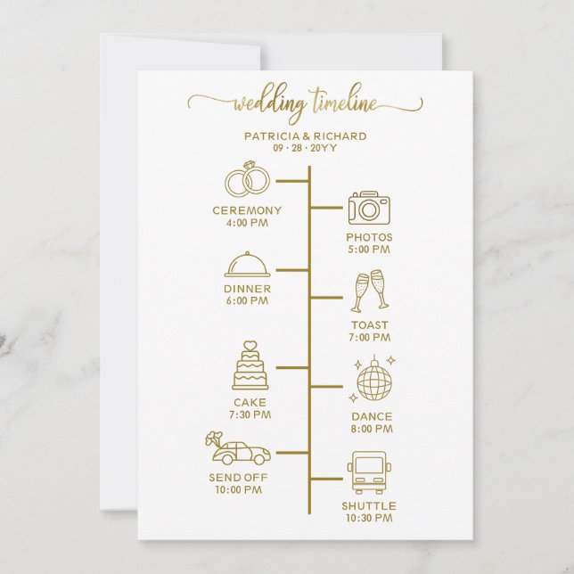 Boda Itinerario Icono Moda Guión Programa de matri (Anverso)