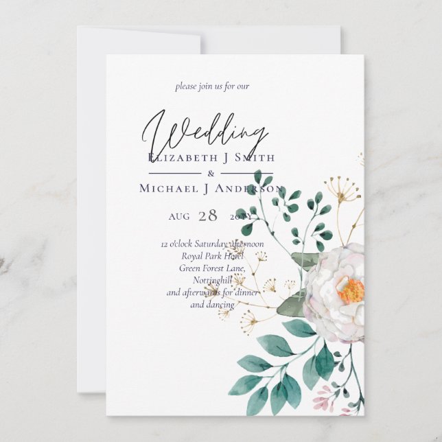 Boda Jardín de flores silvestres de primavera (Anverso)