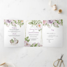 Boda Jardín Inglés e Invitación al Menú Tri-Fold