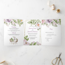 Boda Jardín Inglés e Invitación al Menú Tri-Fold