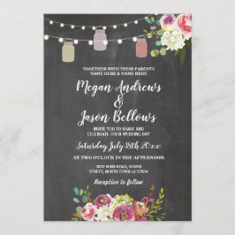Boda Jars Chalk Rutic Floral Lights Invitación