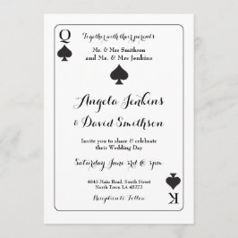 Boda King Queen Ace Spades Jugar con tarjeta Invit