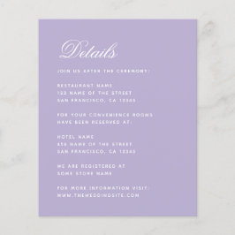 Boda Lavender Detalles Tarjeta Purple simple presu