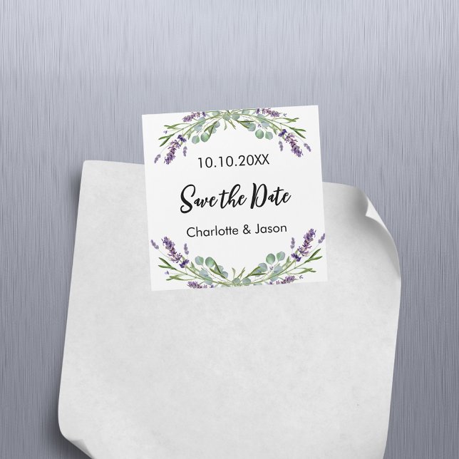Boda Lavender eucalipto Salvar el imán de la fecha (Subido por el creador)