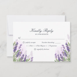 Boda Lavender tarjeta RSVP Púrpura Pastel Floral