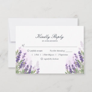 Boda Lavender tarjeta RSVP Púrpura Pastel Floral