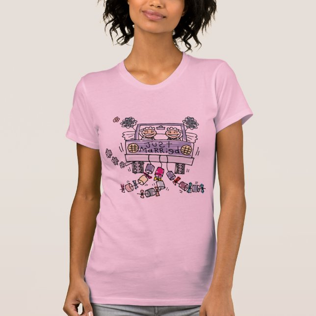 Boda lesbiana acaba de casarse con camiseta (Anverso)