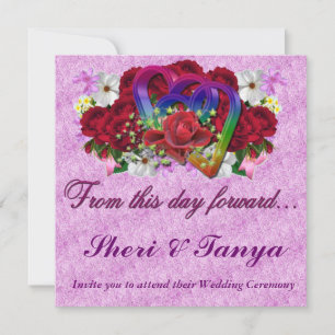 Boda lesbiana gay Ceremonia Lavendar Invitación