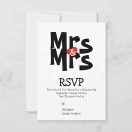Boda lesbiana RSVP Negrita Sra. y Sra. Personaliza