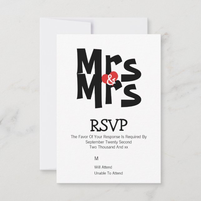 Boda lesbiana RSVP Negrita Sra. y Sra. Personaliza (Anverso)