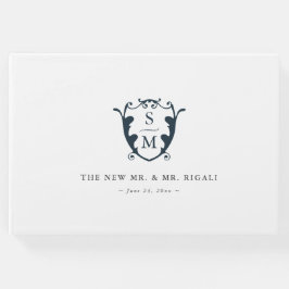 Boda Libro de invitado Monograma Escudo Marina Azu