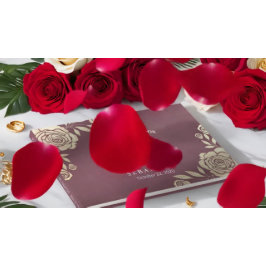 Boda libro de visitas Rosas de oro modernos rojo b