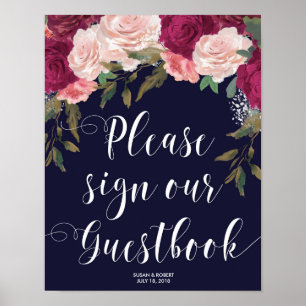 boda libro de visitas signo marina rosa floral