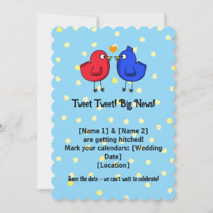 Boda lindo amor pájaros salva la invitación a la c