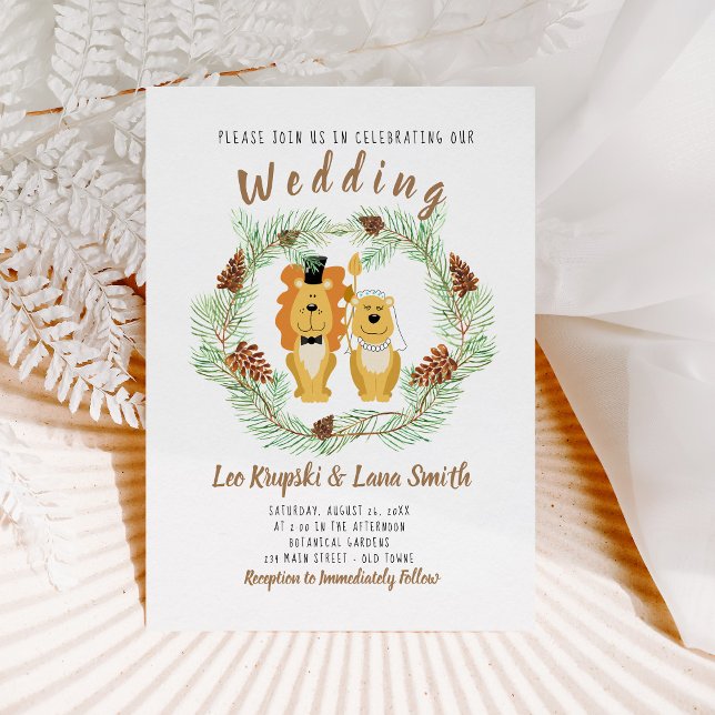 Boda lindo Pareja León Groom & Bride Invitación (Subido por el creador)
