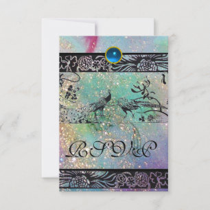 BODA LOVE BIRDS MONOGRAM RSVP oro verde negro