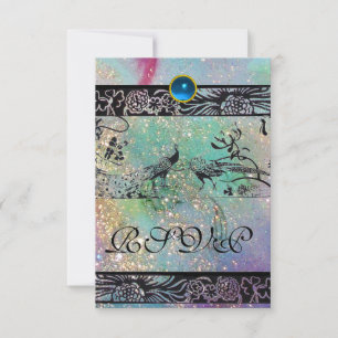 BODA LOVE BIRDS MONOGRAM RSVP verde negro