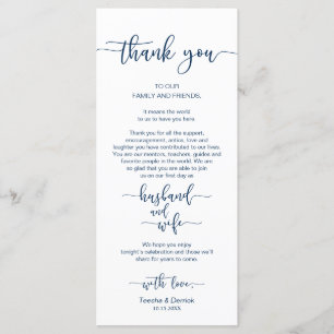 Boda Lugar Ajuste Gracias, Navy Blue, Tarjeta