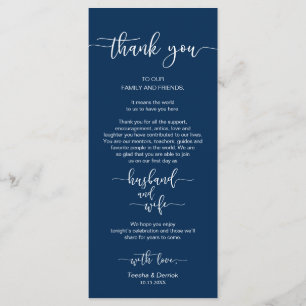 Boda Lugar Ajuste Gracias, Navy Blue, Tarjeta