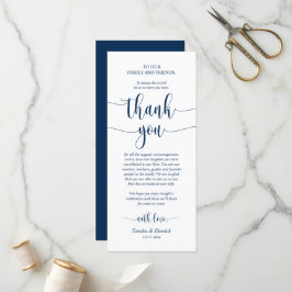 Boda Lugar Ajuste Gracias, Tarjeta Azul Navy