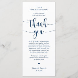 Boda Lugar Ajuste Gracias, Tarjeta Azul Navy