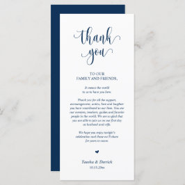 Boda Lugar Ajuste Gracias, Tarjeta Azul Navy