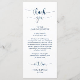 Boda Lugar Ajuste Gracias, Tarjeta Azul Navy
