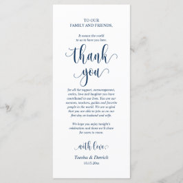 Boda Lugar Ajuste Gracias, Tarjeta Azul Navy