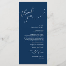 Boda Lugar Ajuste Gracias, Tarjeta Azul Navy